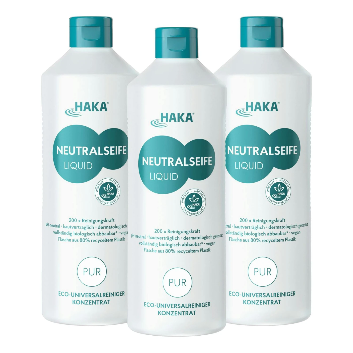 HAKA Neutralseife Liquid PurAllzweckreiniger Für Haushalt Und Auto, 3 X 1 Liter