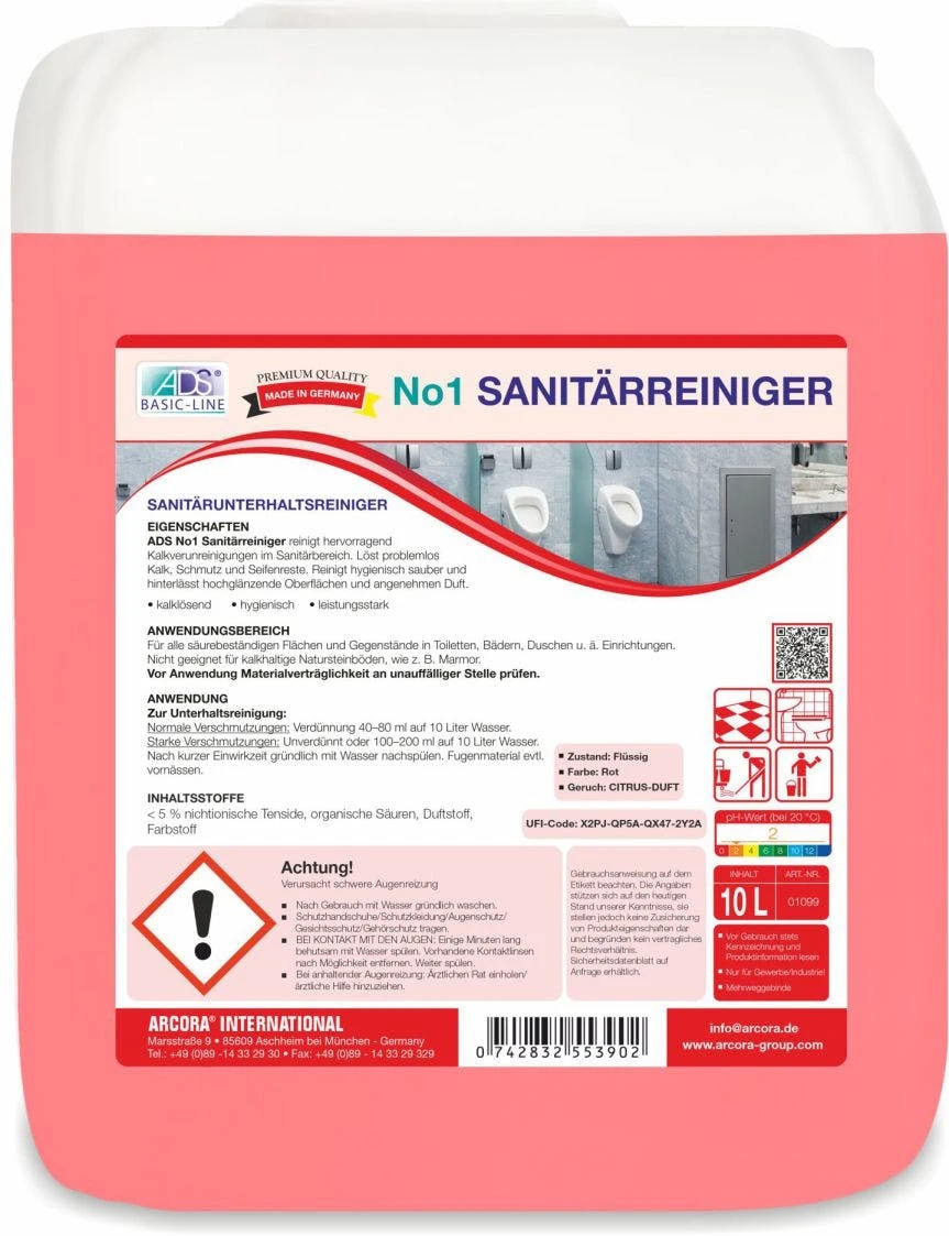 ARCORA Sanitärunterhaltsreiniger BILANZ FRESH, 10L – Bild 3