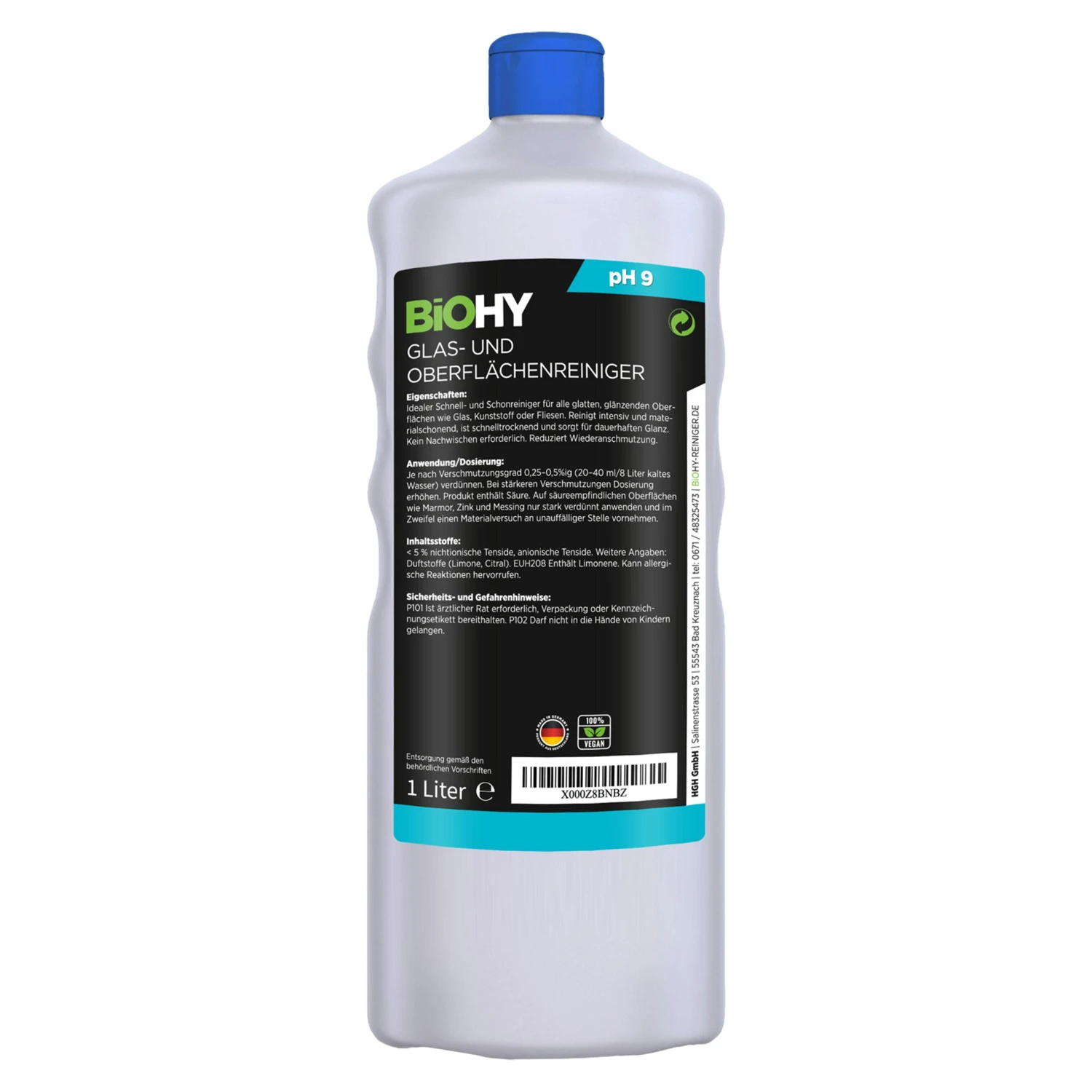 BiOHY Glas- Und Oberflächenreiniger (2x1l Flasche) | Konzentrat | Universalreiniger | Intensiv & Nachhaltig Reinigender Automatenreiniger – Bild 6