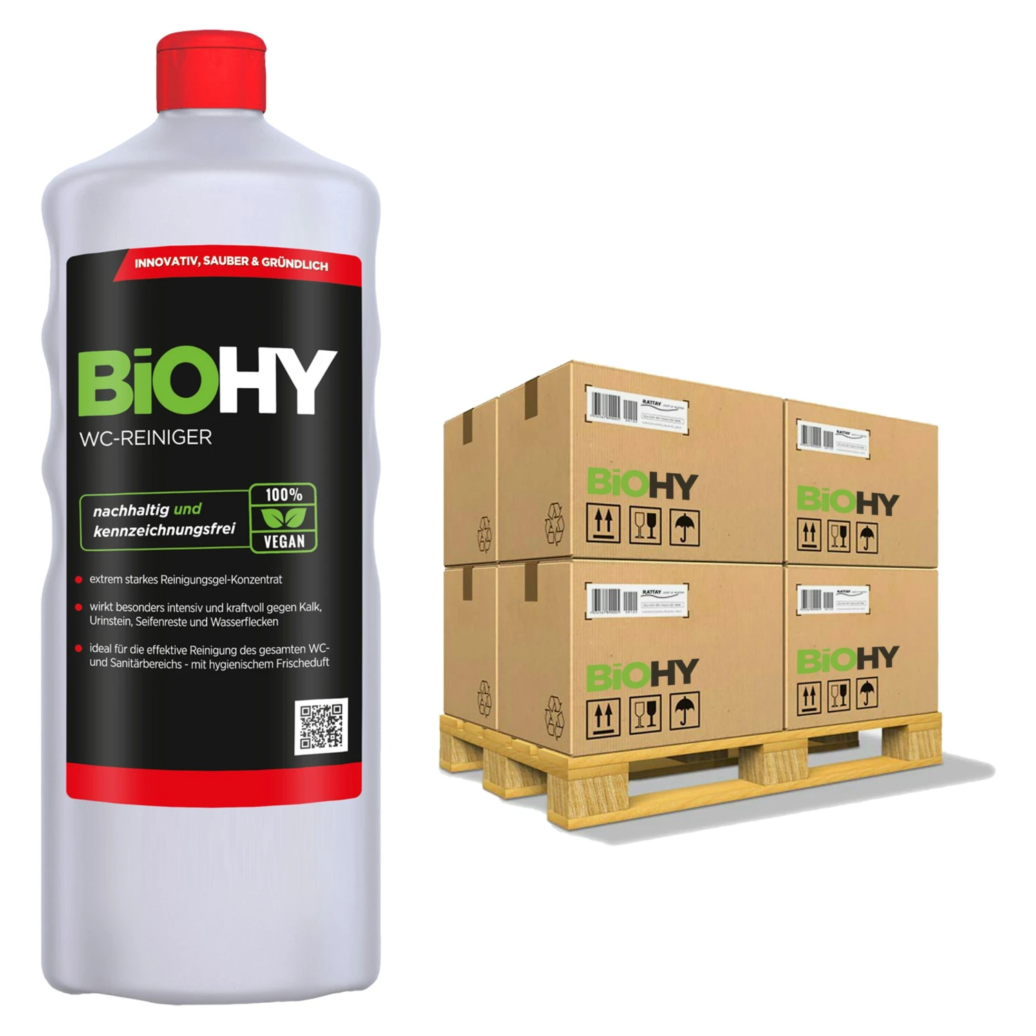 BiOHY WC-Reiniger (12x1l Flasche) | EXTRA STARK | Profi Bio Konzentrat | Dickflüssiges Reinigungs-Gel | Ideal Gegen Urinstein – Bild 5