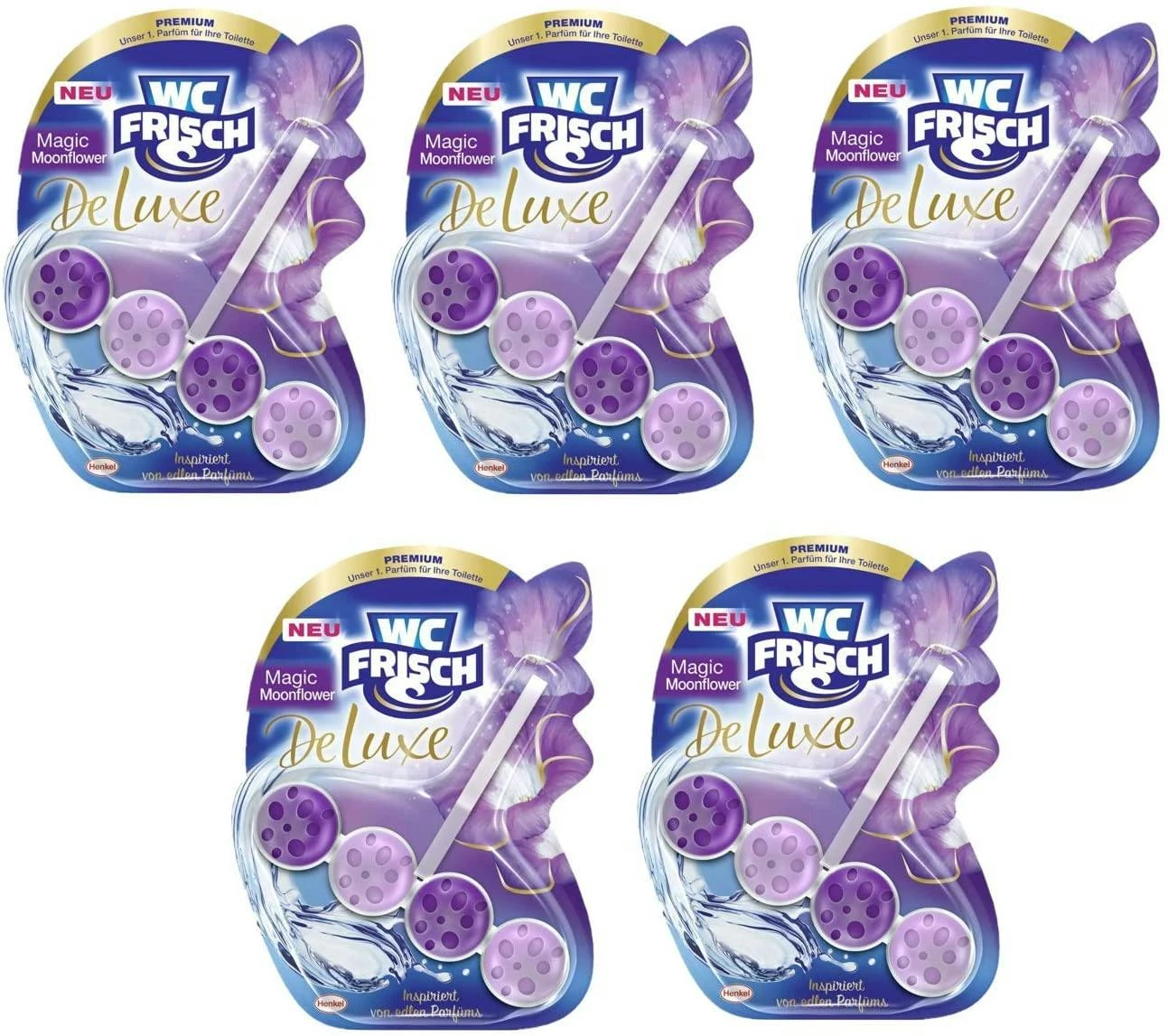 WC-Frisch DeLuxe Magic Moonflower 3er Pack WC-Reiniger 3x1 Stück WC-Duftspüler – Bild 2
