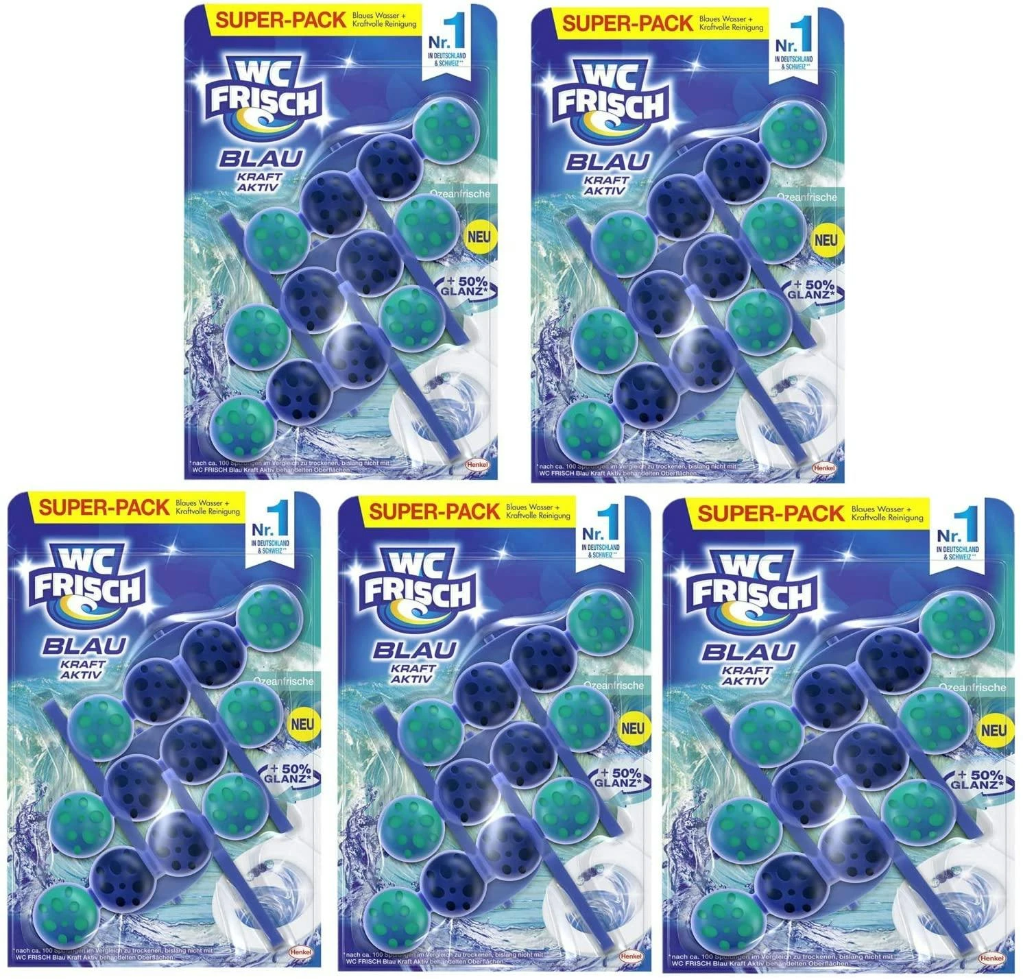 WC FRISCH Kraft Aktiv Blauspüler Ozeanfrische 4x50g WC Reiniger Reinigung – Bild 3