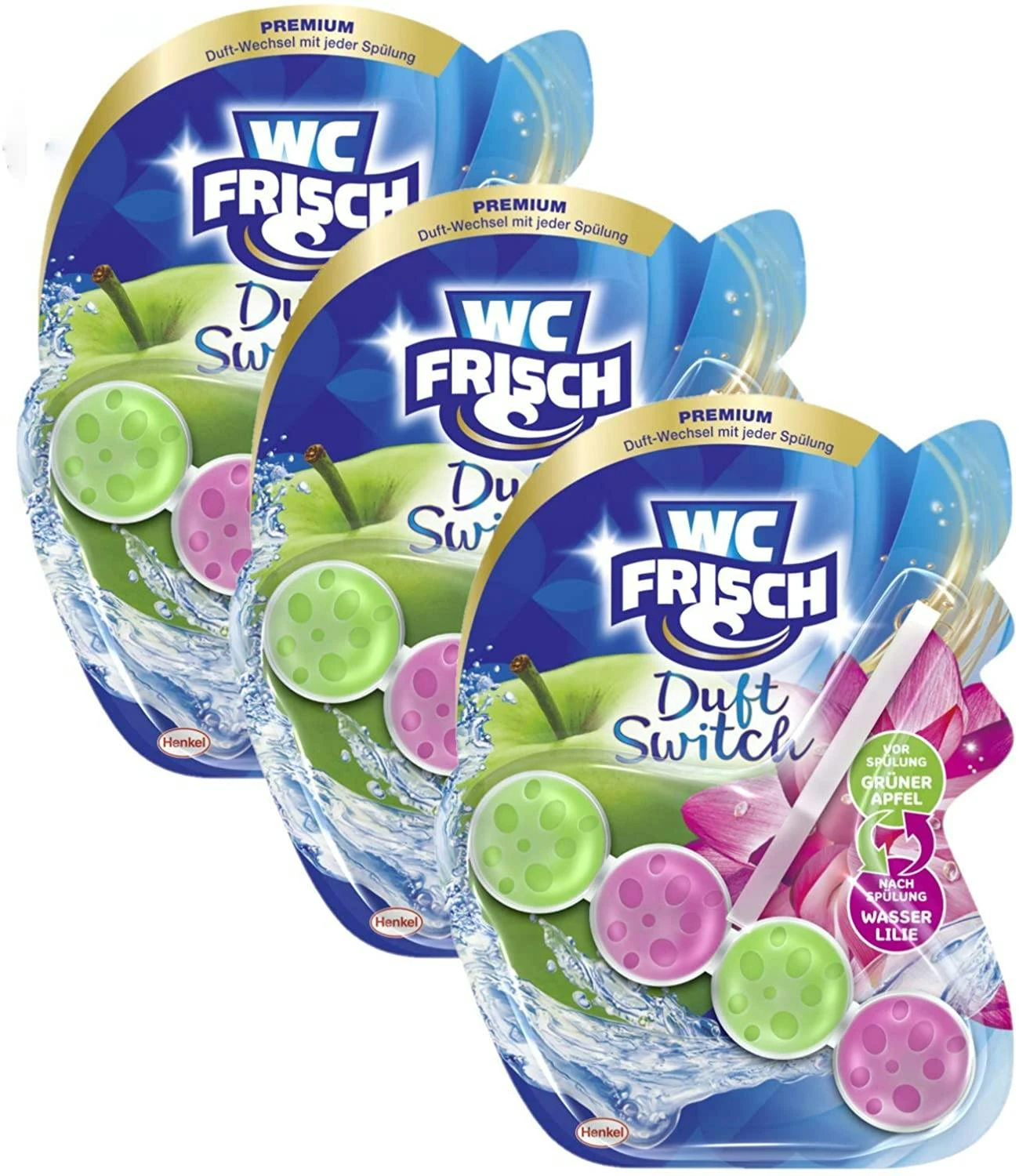 WC Frisch Duft Switch Grüner Apfel Und Wasserlilie 10x50g WC-Reiniger Duftspüler – Bild 3