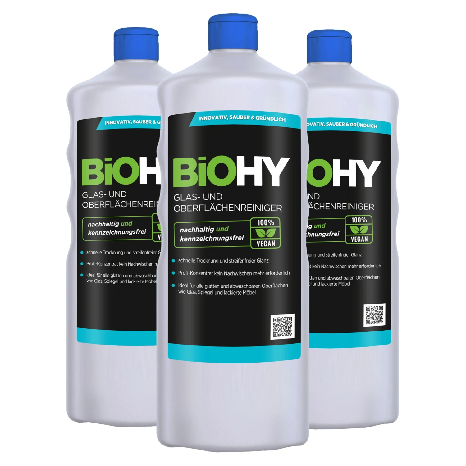 BiOHY Glas- Und Oberflächenreiniger (2x1l Flasche) | Konzentrat | Universalreiniger | Intensiv & Nachhaltig Reinigender Automatenreiniger – Bild 5
