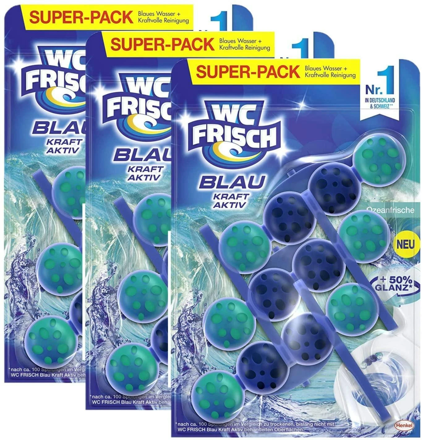 WC FRISCH Kraft Aktiv Blauspüler Ozeanfrische 4x50g WC Reiniger Reinigung – Bild 5