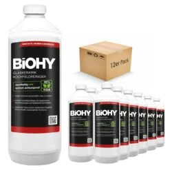 BiOHY Glaskeramik Kochfeldreiniger (12x1l Flasche) | Optimal Zur Reinigung Und Pflege Von Kochfeld Und Induktion | Geeignet Für ALLE GERÄTE