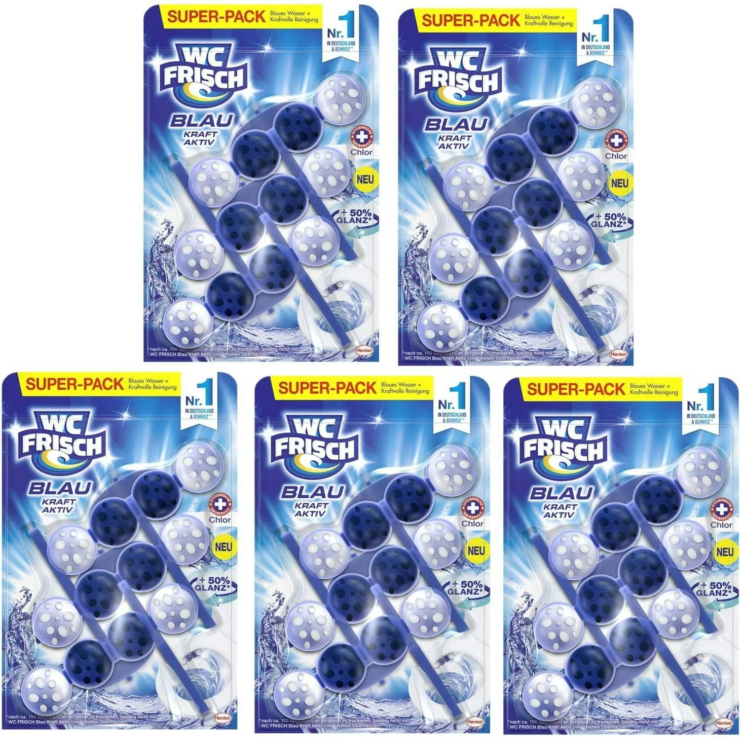 WC FRISCH Kraft Aktiv Blauspüler Chlor 10x50g WC Reiniger Toilettenreiniger – Bild 4