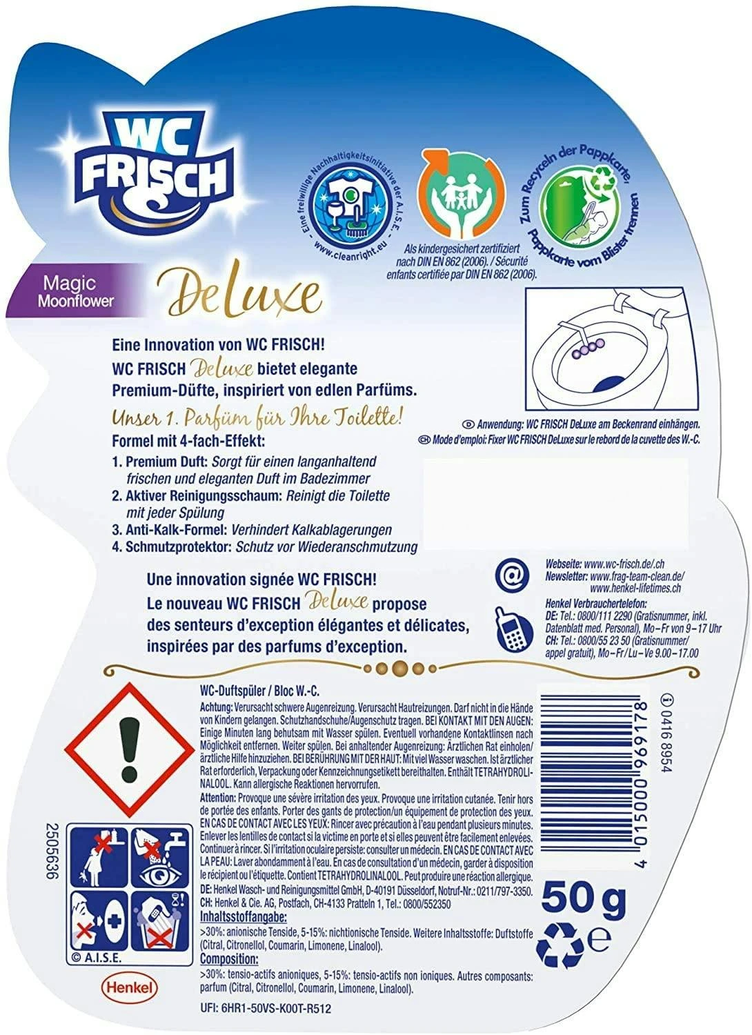 WC-Frisch DeLuxe Magic Moonflower 3er Pack WC-Reiniger 3x1 Stück WC-Duftspüler – Bild 6