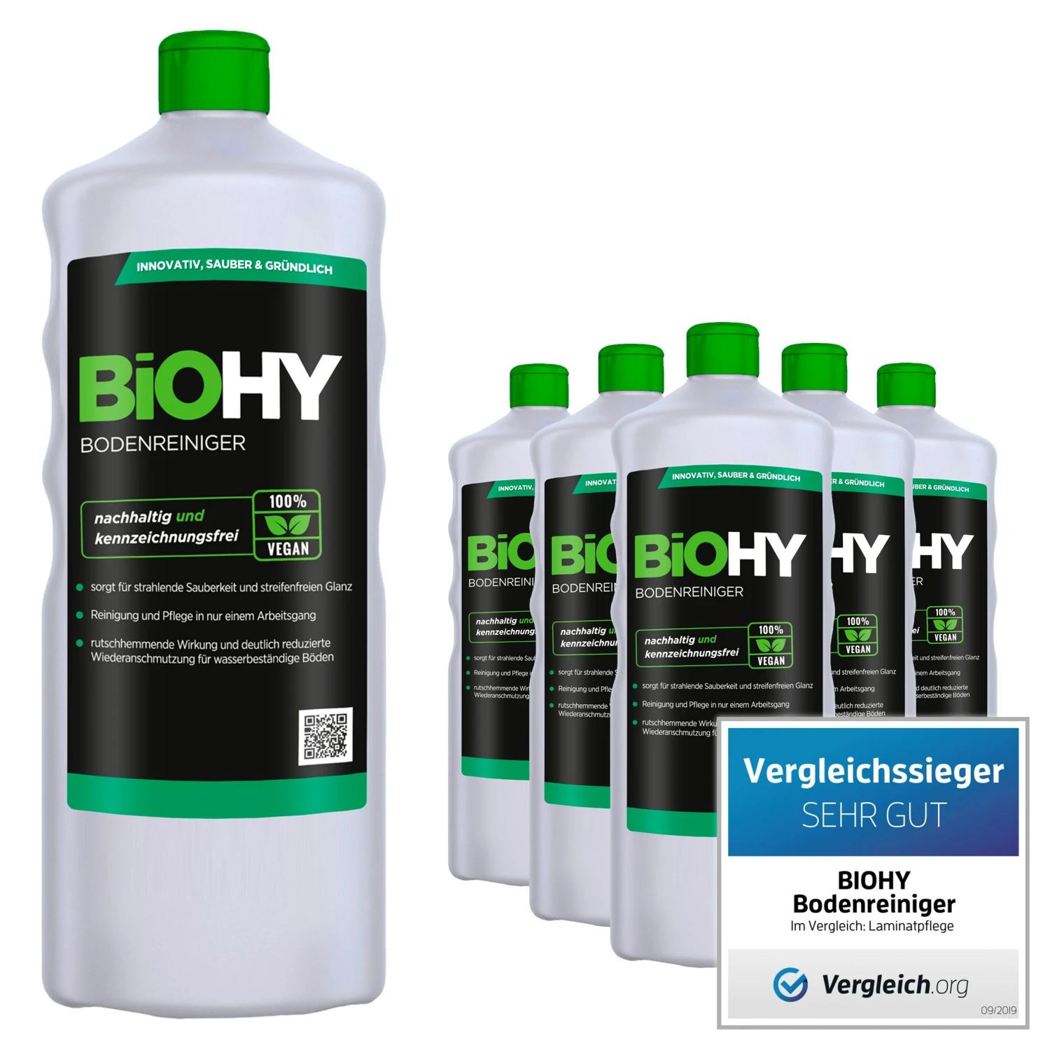 BiOHY Bodenreiniger (3x1l Flasche) | Konzentrat Für Alle Reinigungsgeräte Und Alle Hartböden | Angenehmer Geruch Und Streifenfreie Reinigung – Bild 3