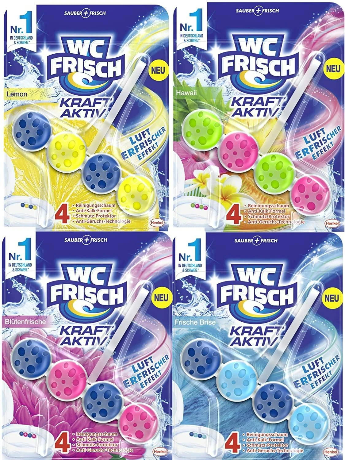 WC FRISCH Kraft Aktiv 4er Pack Blauspüler Farbspüler 4x1 Stück WC-Reiniger – Bild 7