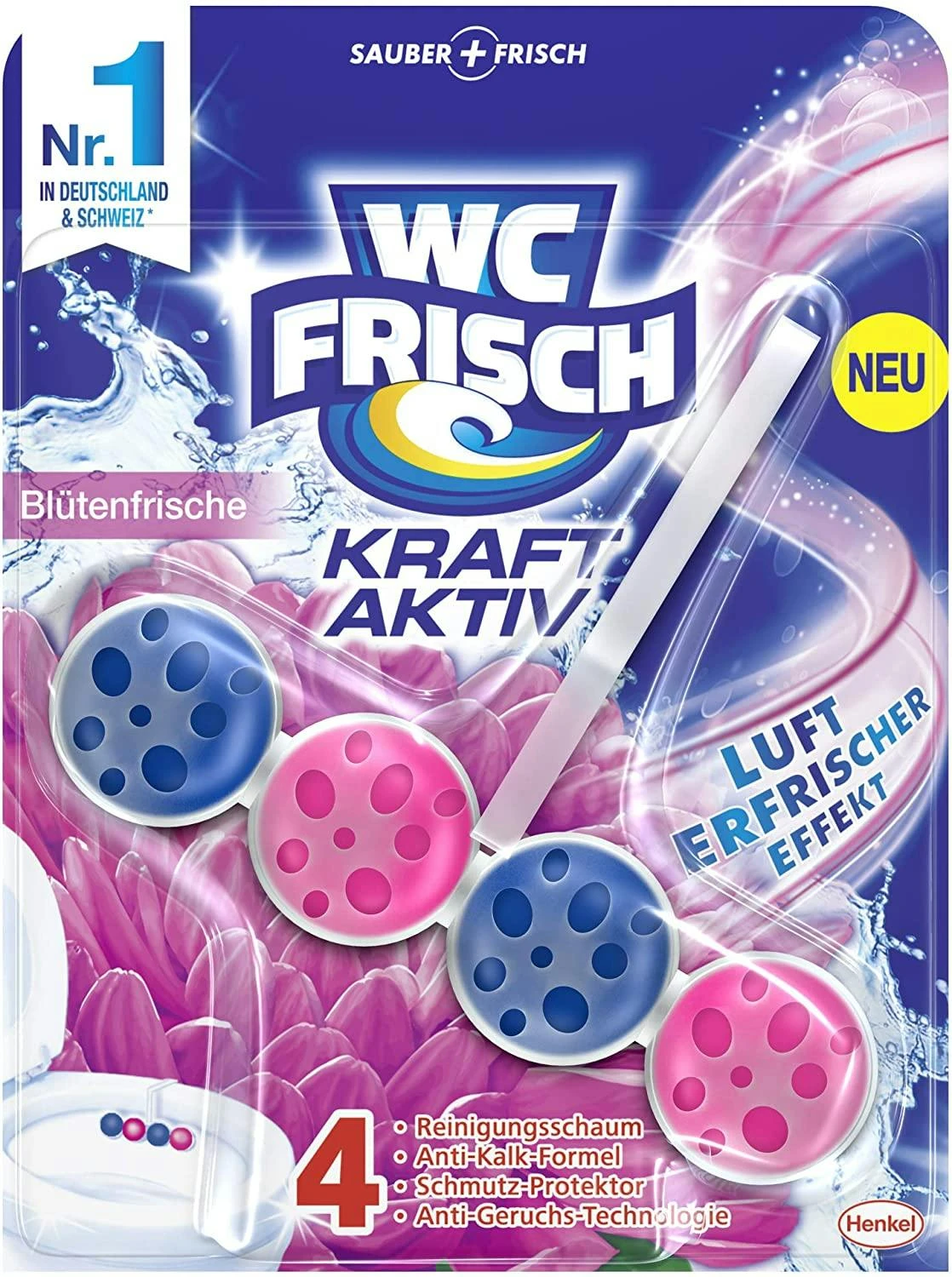 WC-Frisch Kraft Aktiv Ausprobier-Set Duftspüler 4 Düfte 4x1 Stück WC Reiniger – Bild 3