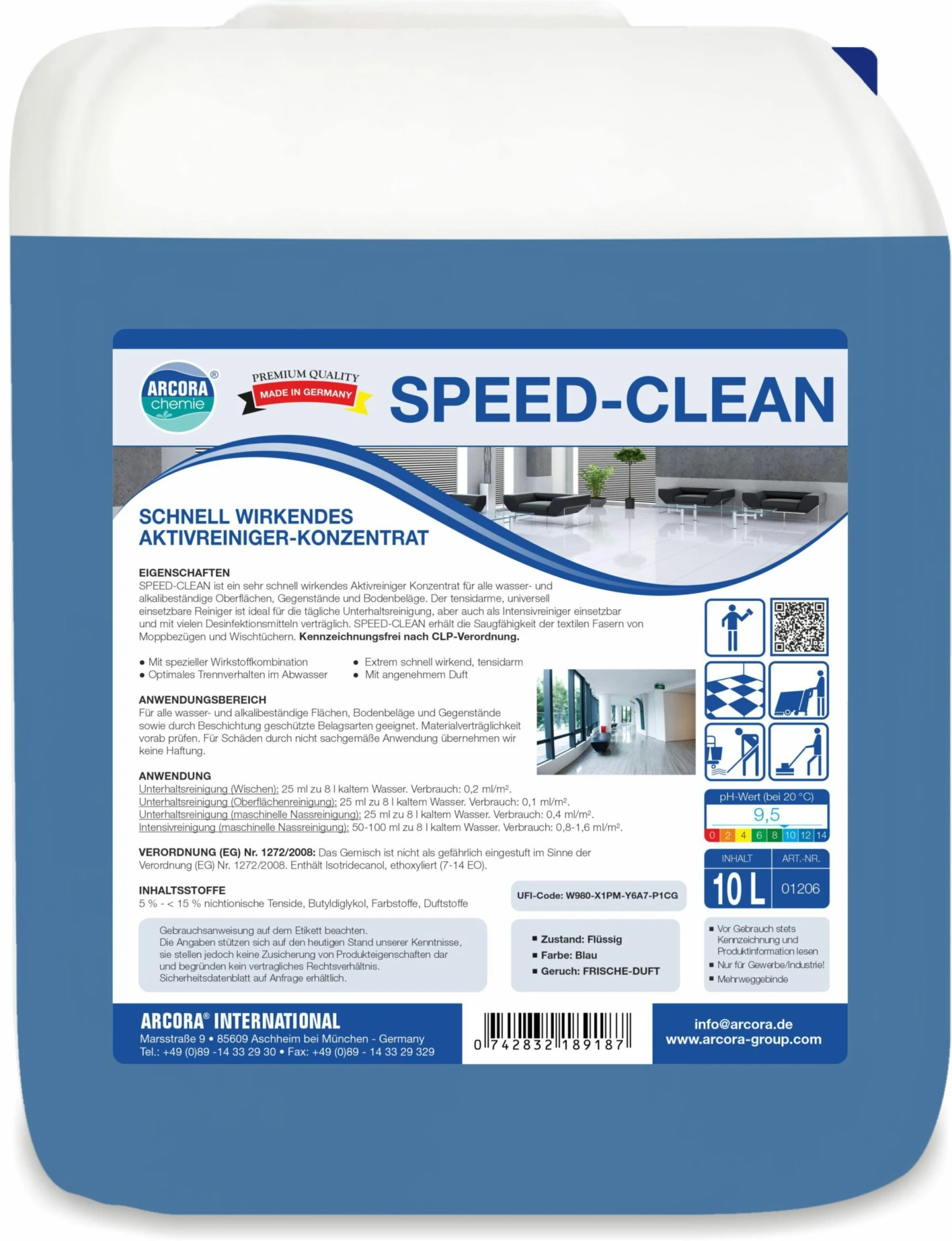 ARCORA Schnell Wirkendes Aktivreiniger-Konzentrat SPEED-CLEAN, 1L – Bild 2