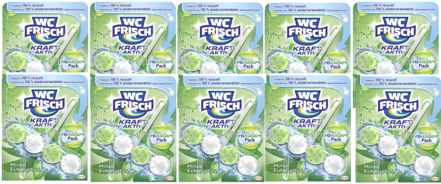 WC Frisch Kraft-Aktiv 10er Pack Pro Nature Minze WC-Reiniger 10x1 Stück