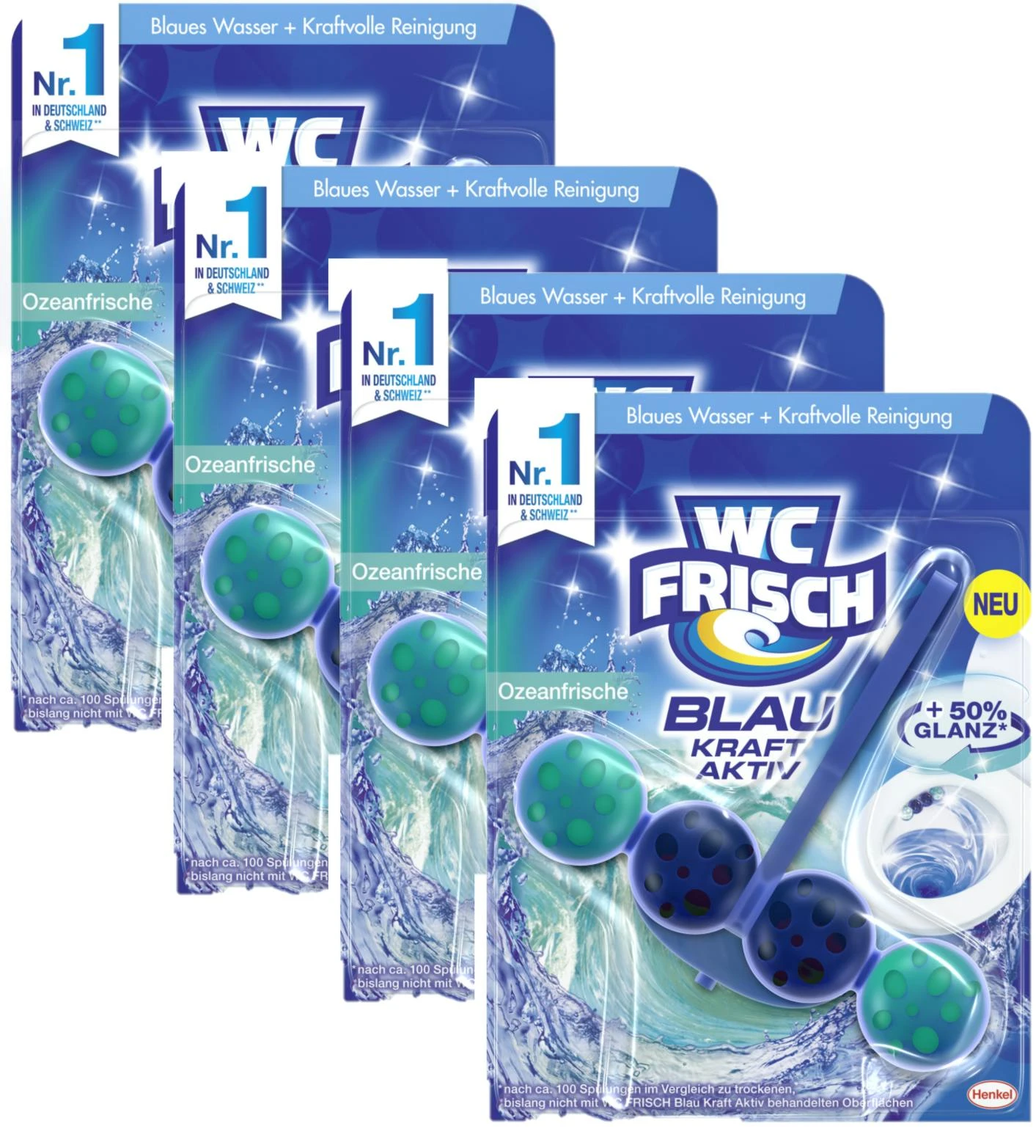 WC FRISCH Kraft Aktiv Blauspüler Ozeanfrische 4x50g WC Reiniger Reinigung
