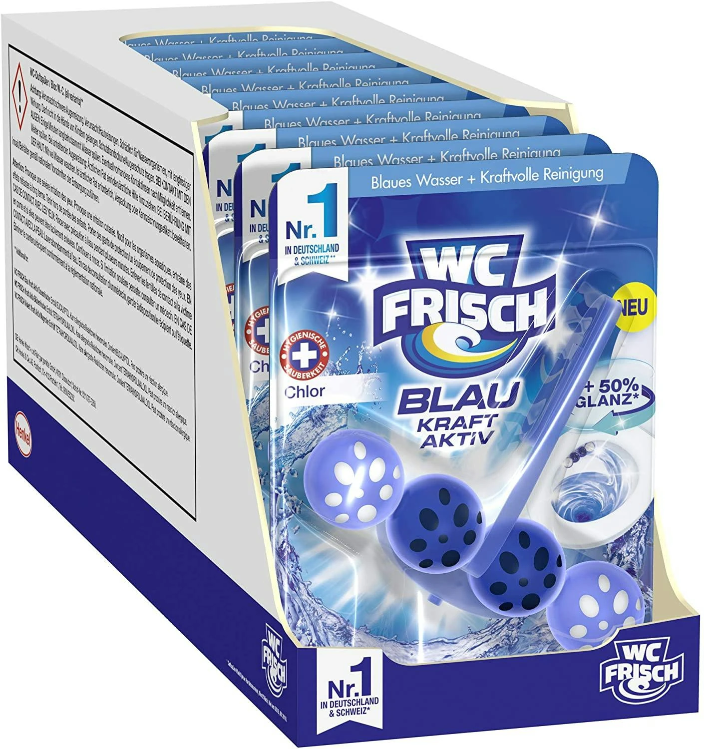WC FRISCH Kraft Aktiv Blauspüler Chlor 10x50g WC Reiniger Toilettenreiniger