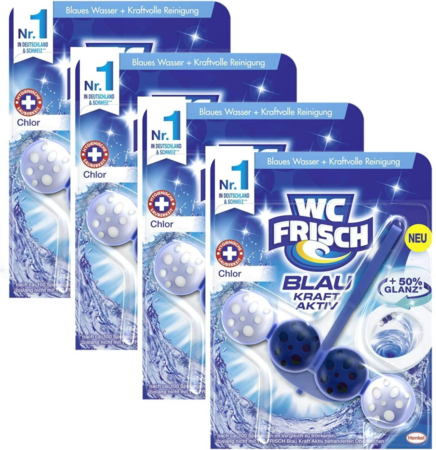 WC FRISCH Kraft Aktiv 4er Pack Blauspüler Farbspüler 4x1 Stück WC-Reiniger – Bild 2