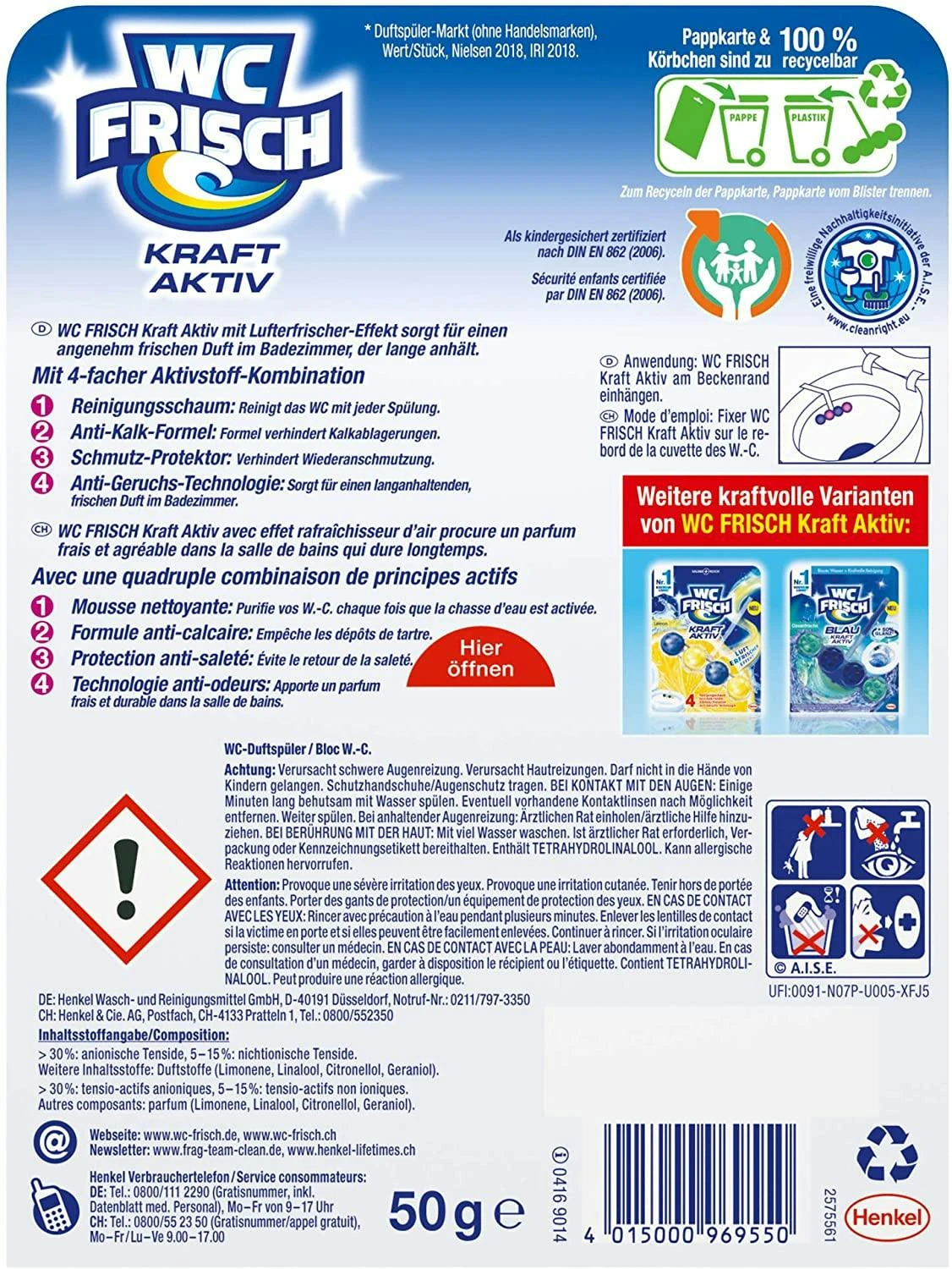 WC-Frisch Kraft Aktiv Duftspüler Blütenfrische WC-Reiniger 1 Stück Badreiniger – Bild 6