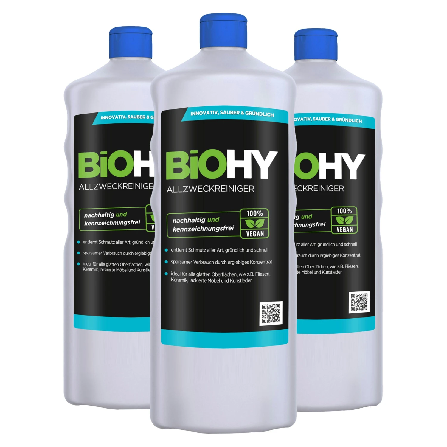 BiOHY Allzweckreiniger Konzentrat (3x1l Flasche) | Schonender Profi - Universalreiniger Für Haushalt Und Auto | Vollständig Biologisch Abbaubar