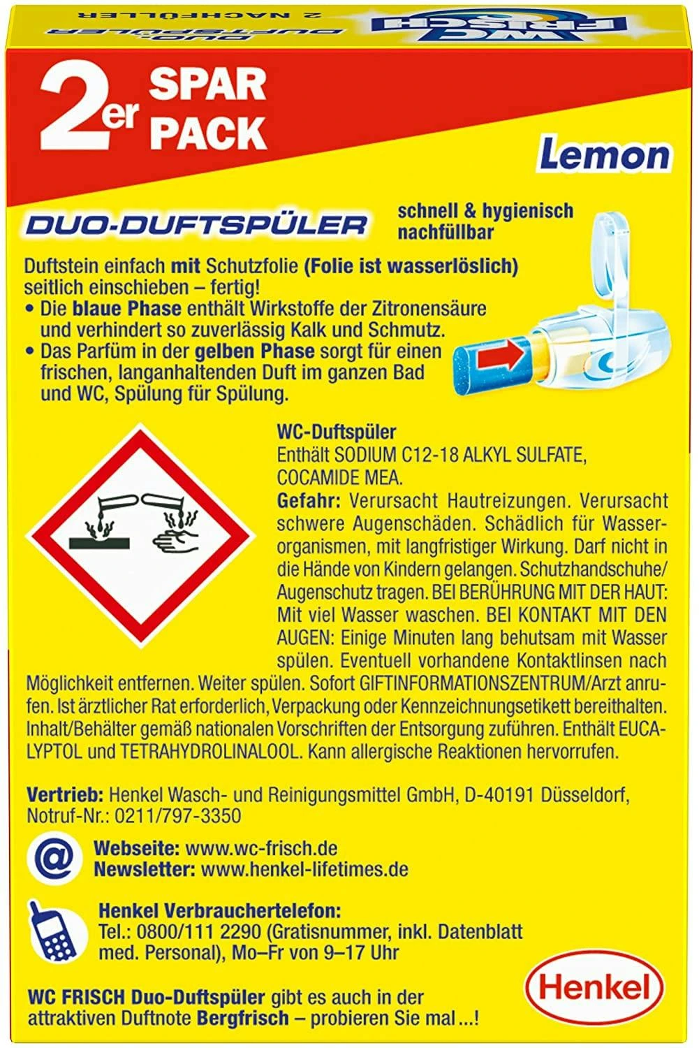 WC FRISCH Duftspüler Lemon 5er Pack WC-Reiniger WC-Duftstein 5x2Stück Nachfüller – Bild 6