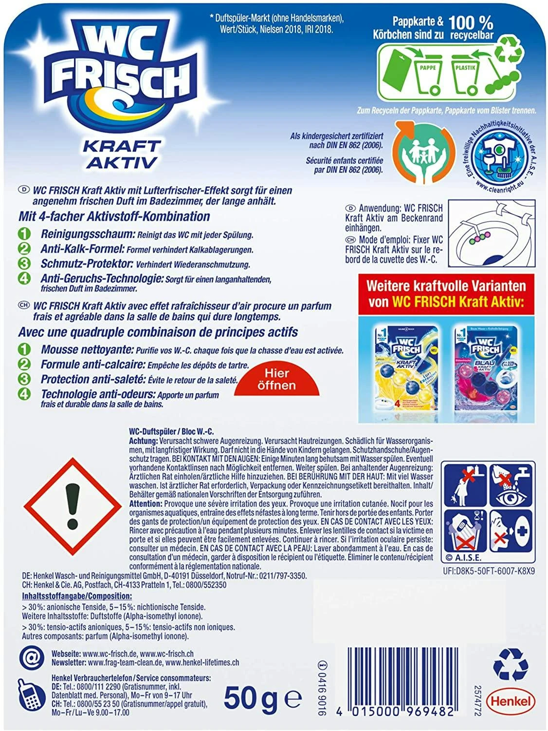 WC-Frisch KraftAktiv Duftspüler Urlaubsträume Hawaii 50g WC-Reiniger Badreiniger – Bild 6