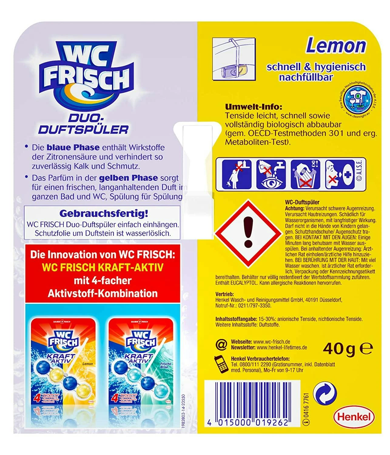 WC FRISCH Duo-Duftspüler Lemon WC Reiniger & WC-Duftstein 1 Stück Badreiniger – Bild 6
