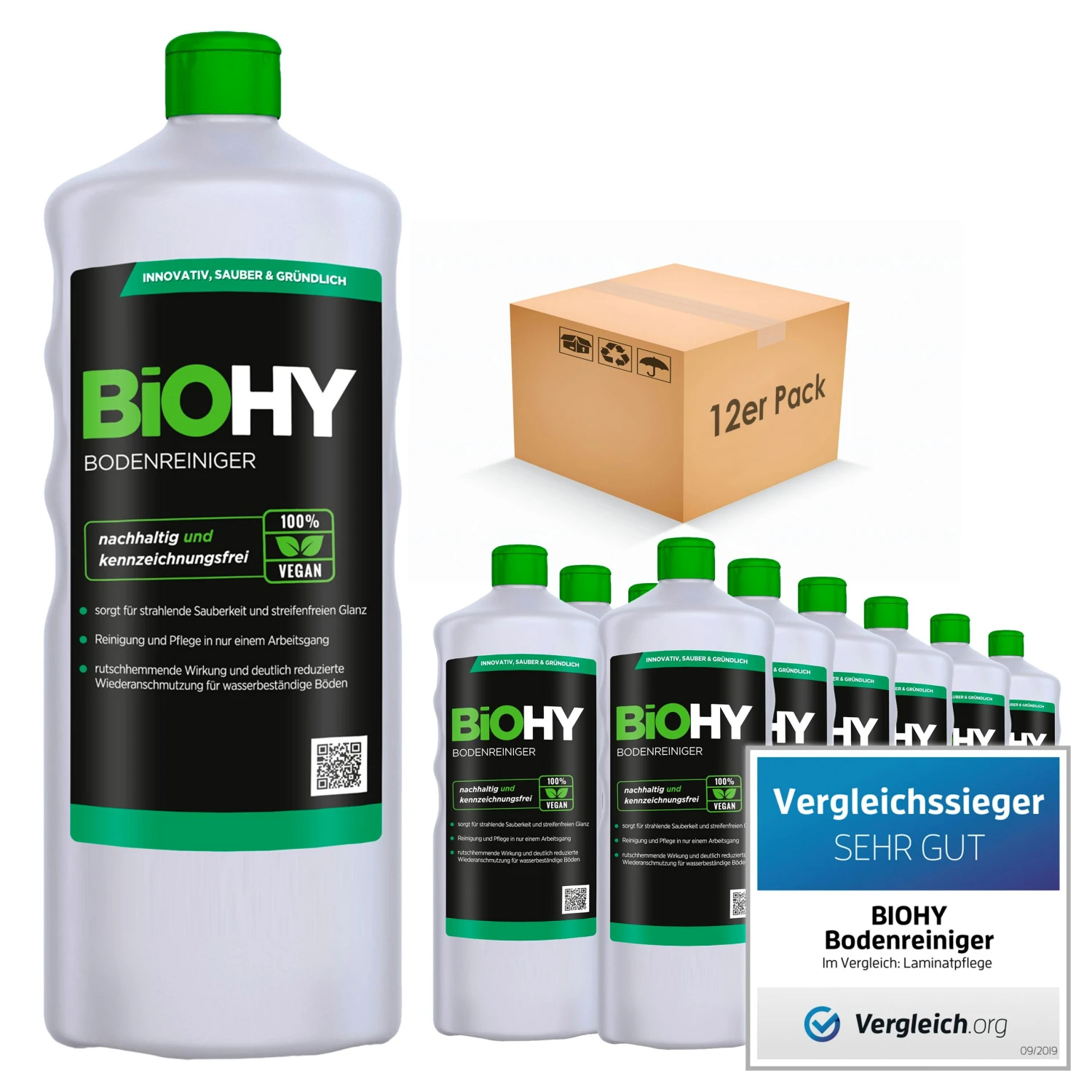 BiOHY Bodenreiniger (3x1l Flasche) | Konzentrat Für Alle Reinigungsgeräte Und Alle Hartböden | Angenehmer Geruch Und Streifenfreie Reinigung – Bild 2