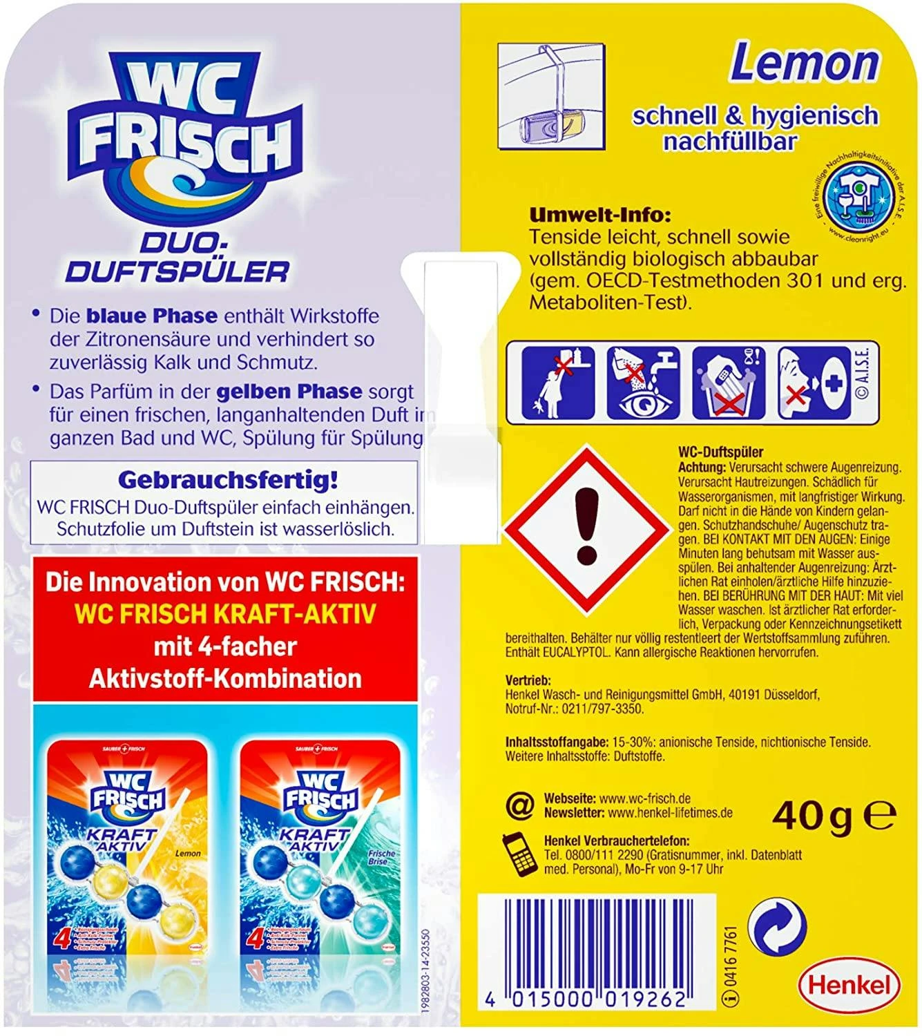 WC FRISCH Duo-Duftspüler 10er Pack Lemon WC Reiniger & WC-Duftstein 10x1 Stück – Bild 6