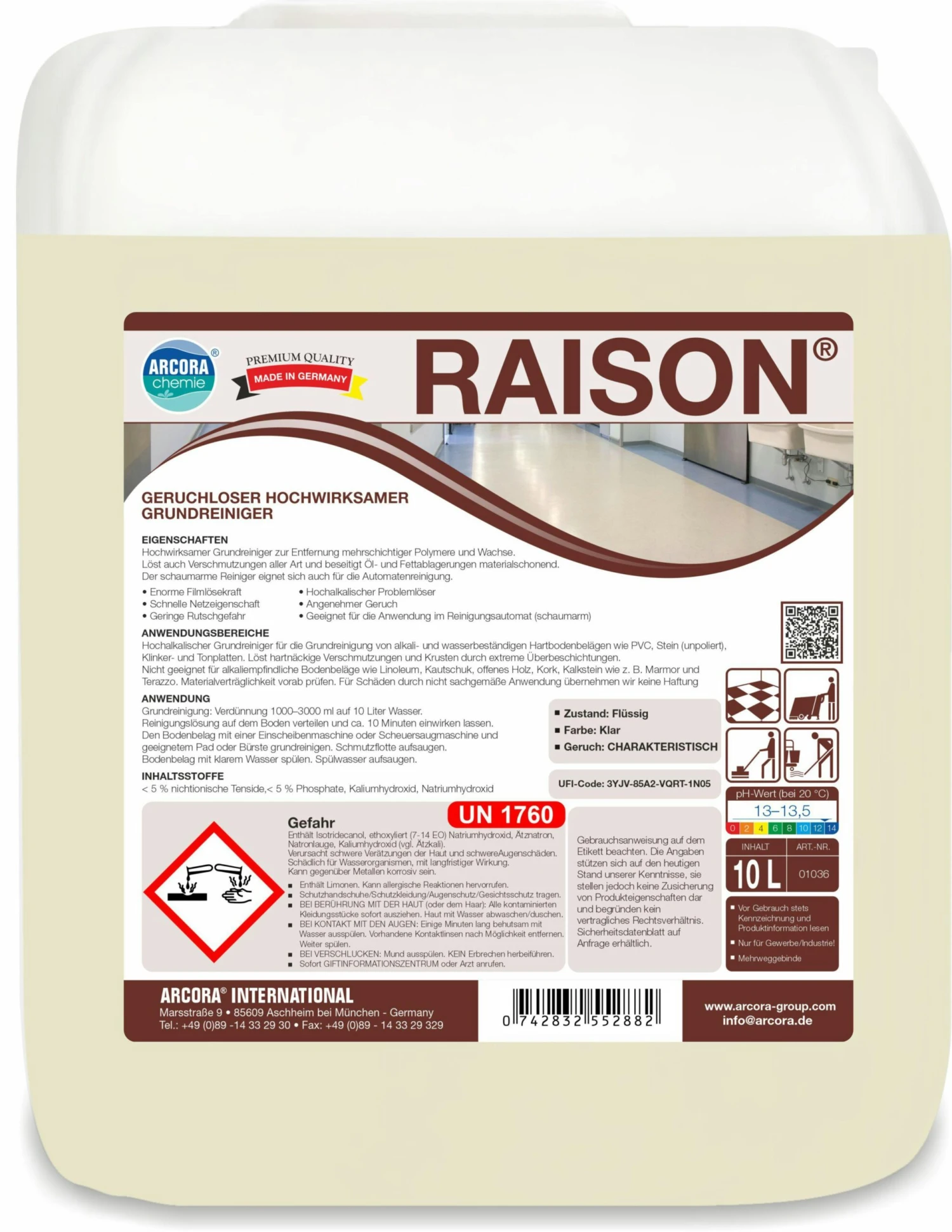 ARCORA Grundreiniger Für Alkaliempfindliche Böden PROLINO, 10 L – Bild 2