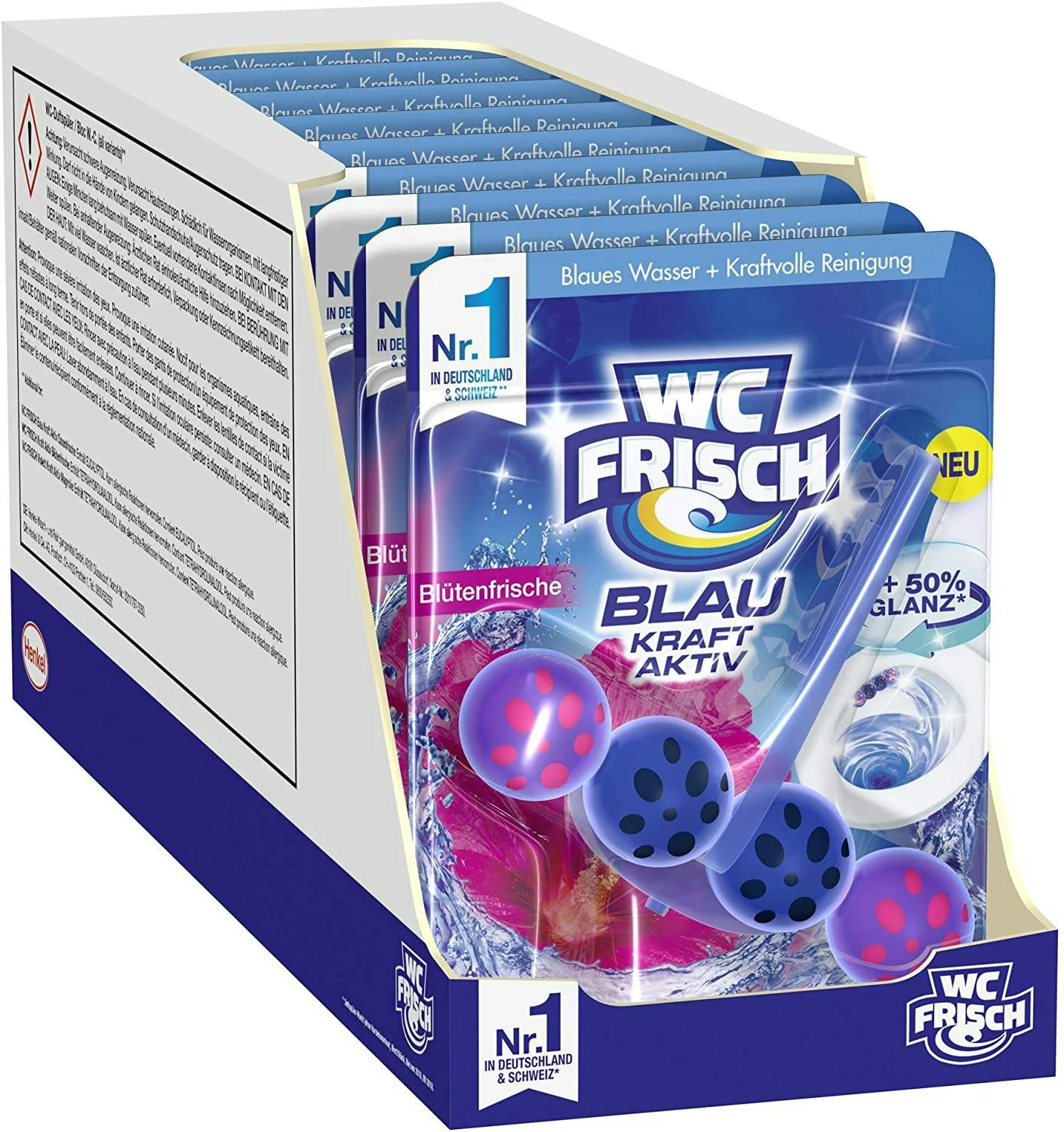 WC FRISCH Kraft Aktiv Blauspüler Chlor 10x50g WC Reiniger Toilettenreiniger – Bild 5