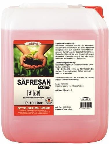 Lorito Säfresan Ecoline Kennzeichnungsfreier Alkalischer Sanitärreiniger 1 Liter – Bild 2