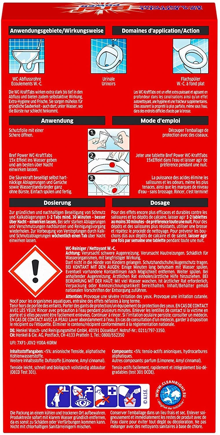 Bref Power WC Krafttabs Reiniger 15x Effekt 325g Abfluss Tiefenreinigung – Bild 6
