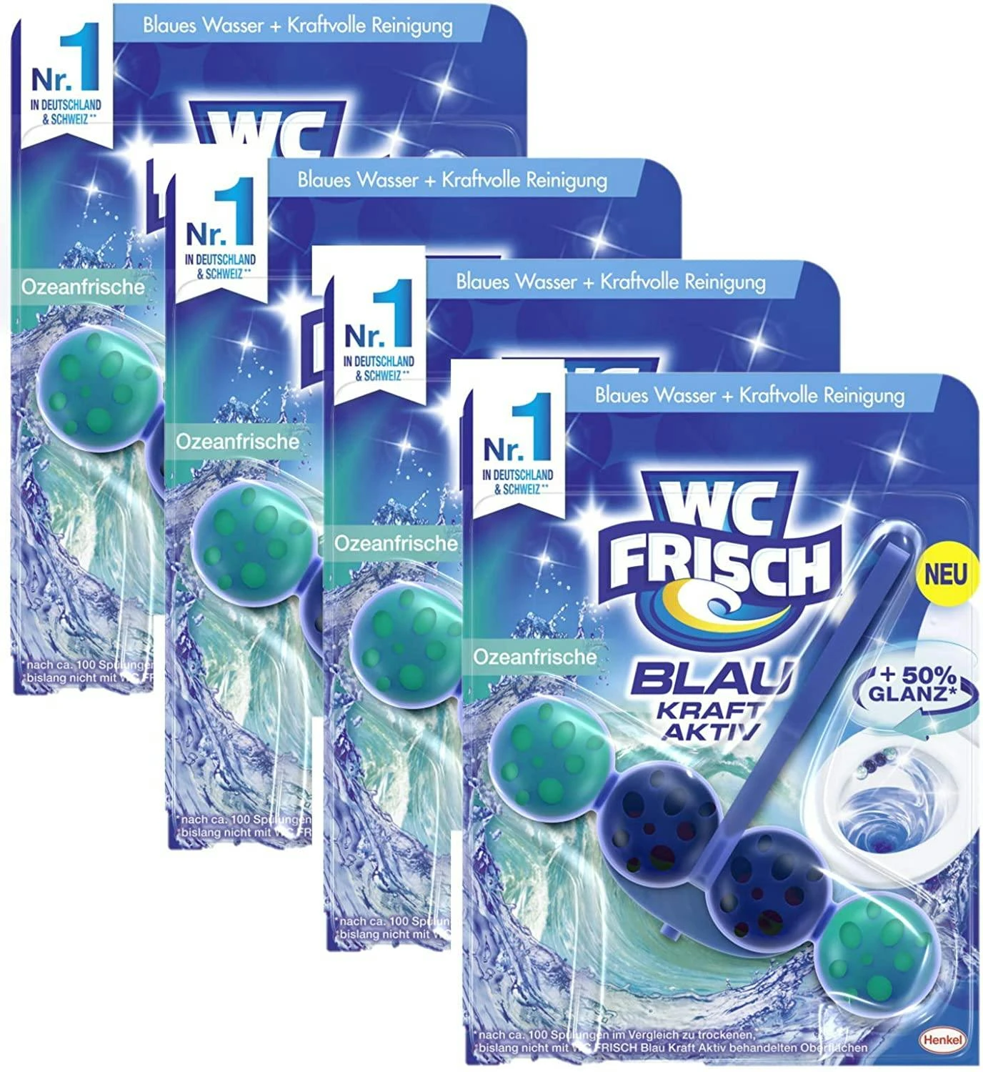 WC FRISCH Kraft Aktiv 4er Pack Blauspüler Farbspüler 4x1 Stück WC-Reiniger – Bild 3