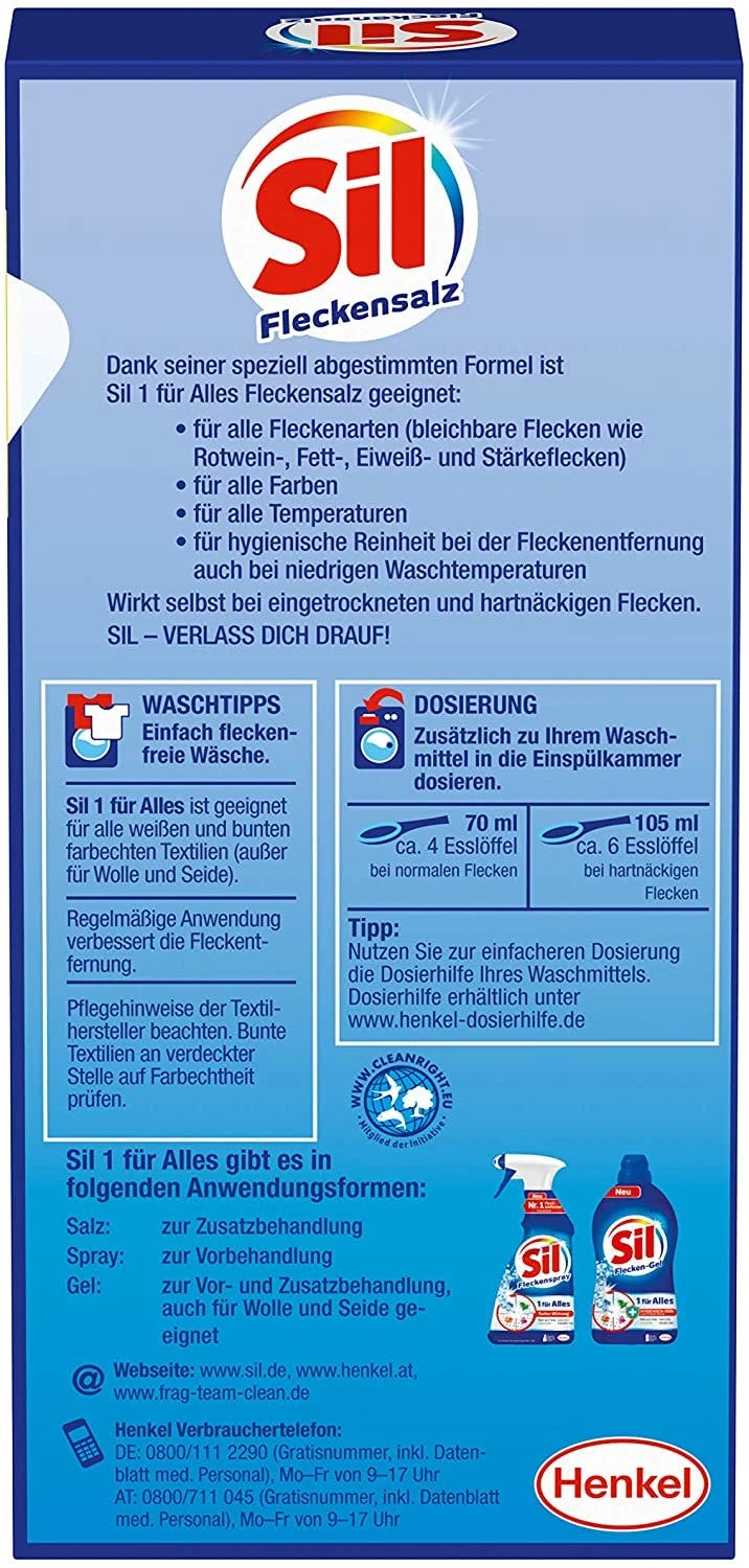 Sil 1 Für Alles Fleckensalz Fleckenentferner 500 G Reiniger Reinigungsmittel – Bild 6