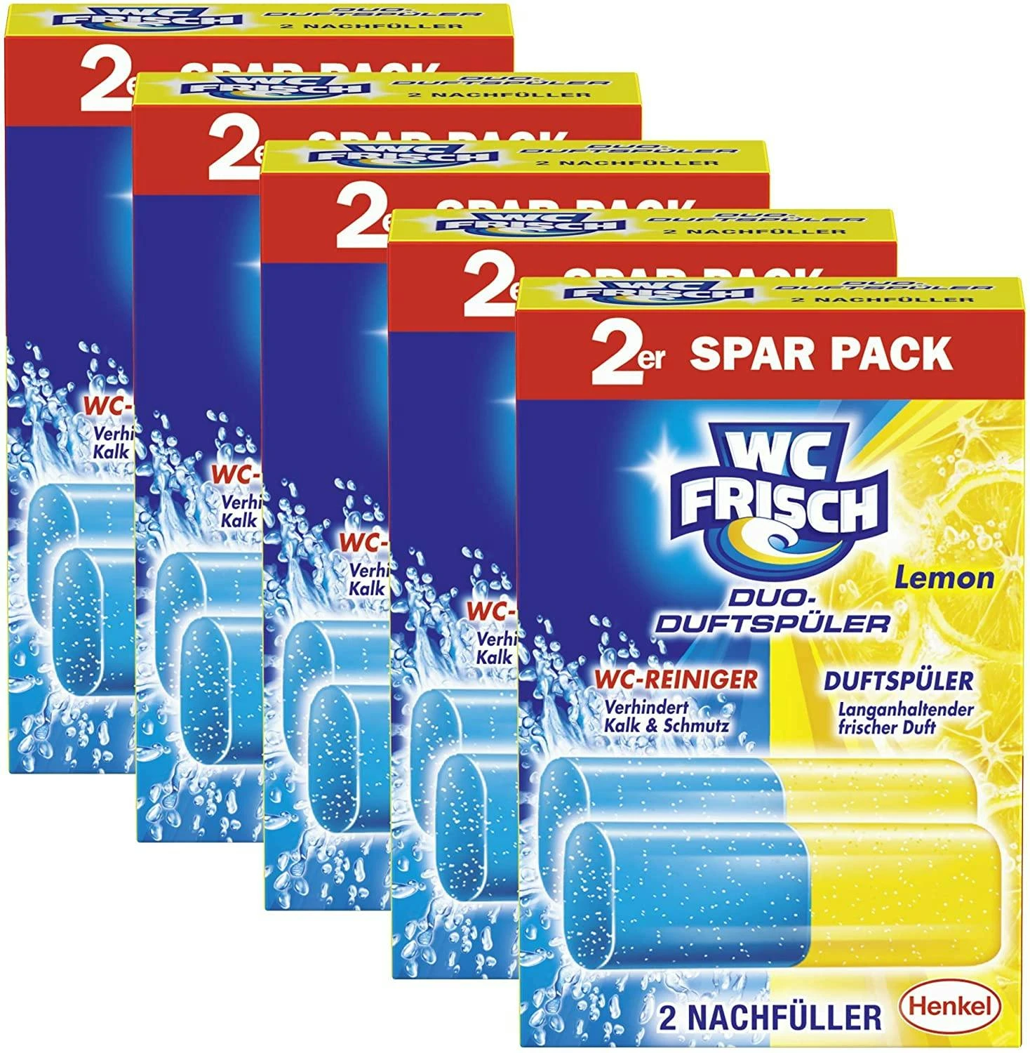 WC FRISCH Duftspüler Lemon 5er Pack WC-Reiniger WC-Duftstein 5x2Stück Nachfüller
